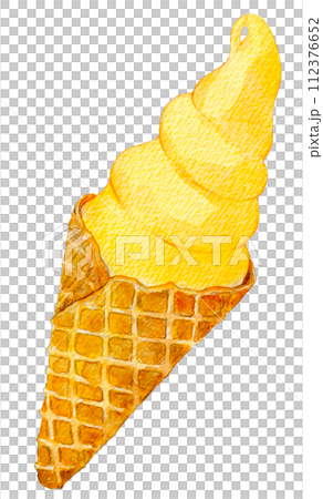 マンゴーソフトクリーム 水彩イラスト マンゴーソフトクリーム 水彩イラスト 112376652