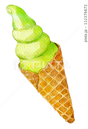 抹茶ソフトクリーム 水彩イラスト 抹茶ソフトクリーム 水彩イラスト 112376672