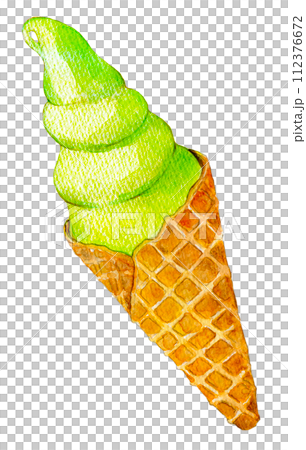 抹茶ソフトクリーム 水彩イラスト 抹茶ソフトクリーム 水彩イラスト 112376672
