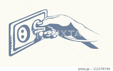 Vector drawing. Plug for electrical outlet 112376740