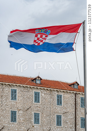 Croatian flag waving Croatian flag waving 112377539