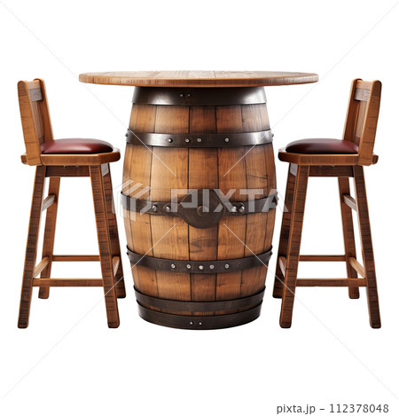 Bar Furniture. Vintage old wooden wine barrel...のイラスト素材 [112378048] - PIXTA