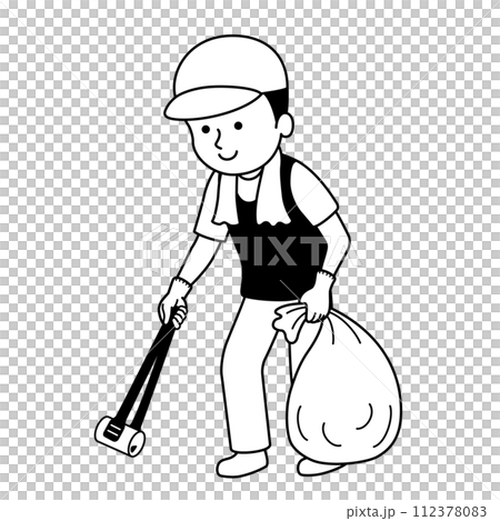 boy picking up trash 112378083