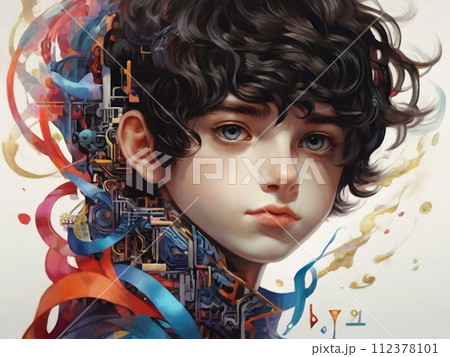 鮮やかな少年のイラスト 112378101