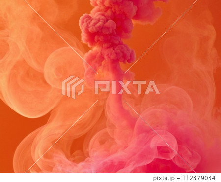 Explosion of smoke on pink and orange colors. 112379034