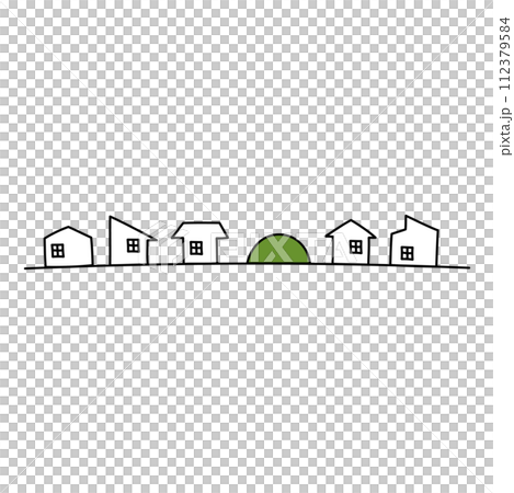 シンプルな住宅街にある小さな古墳のイラスト シンプルな住宅街にある小さな古墳のイラスト 112379584
