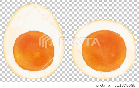 煮雞蛋的橫截面,前視圖 煮雞蛋的橫截面,前視圖 112379689