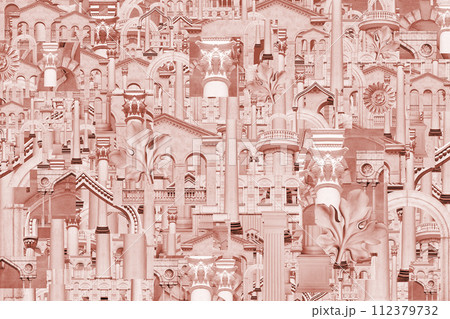 Abstract collage with elements classic architecture. Art poster, concept, zine cover. Background. 112379732