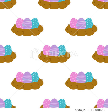 nest with eggs easter seamless pattern nest with eggs easter seamless pattern 112380655