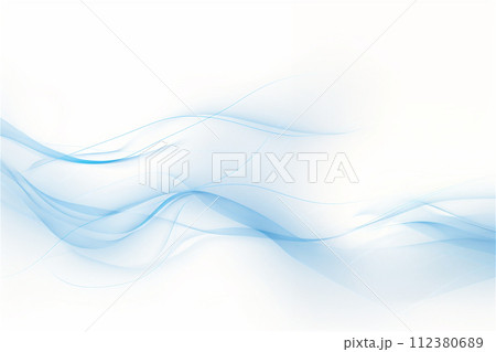 AI-generated content. Blue wavy lines on a white background, elegant delicate background. 112380689