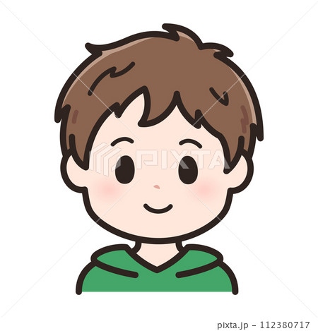 普通の表情をした若い男性のイラスト 112380717
