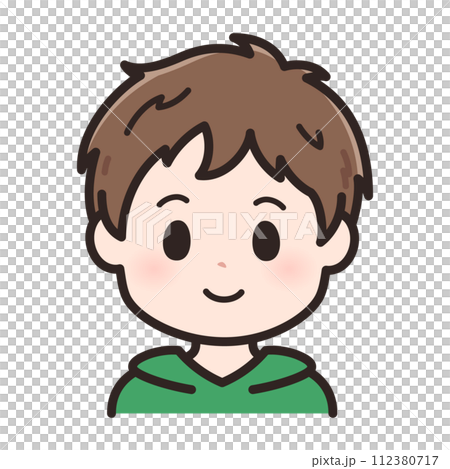 普通の表情をした若い男性のイラスト 112380717