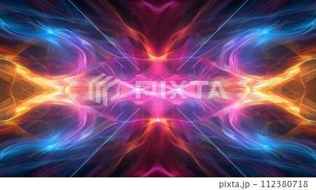 Multicolored illustration representing big data waves. Into the future concept. 112380718