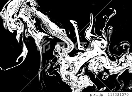 Ink Marble Black and White Grunge Vector Texture. Liquid Abstract Surface for Mockup Design and Background. Artistic Ebru Painting Art Template.  112381070