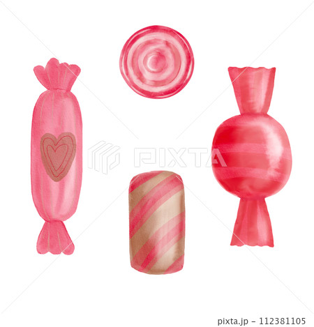Valentine's Day Watercolor Illustrations Set. Creative Hand Drawn Cute Design Elements. Valentine's Day Watercolor Illustrations Set. Creative Hand Drawn Cute Design Elements. 112381105