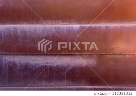 Rusty metal red wall. Background or Texture. Building Material, Construction. Horizontal Plane Rusty metal red wall. Background or Texture. Building Material, Construction. Horizontal Plane 112381312