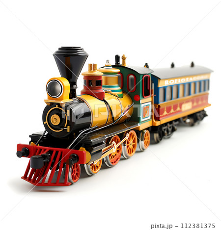Children's toy train on a white background Children's toy train on a white background 112381375