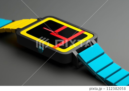 Wrist watch in modern and retro style by luxury color design Created with Generative AI technology. 112382058