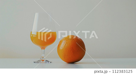 Glass of delicious freshly squeezed orange juice with fresh orange Glass of delicious freshly squeezed orange juice with fresh orange 112383125