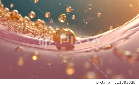 滴る抽象的な金とピンクの液体(AI生成画像) 滴る抽象的な金とピンクの液体(AI生成画像) 112383629