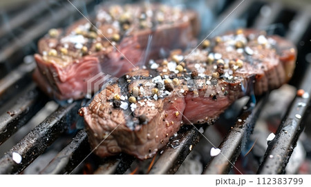 AI-generated content. Grilled Beef Steak With Rosemary Pepper And Salt - Barbecued 112383799