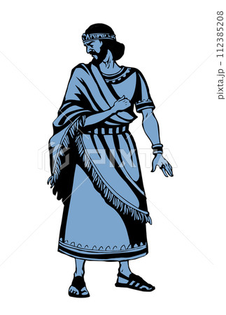 Ancient man in rich clothes. Vector drawing 112385208