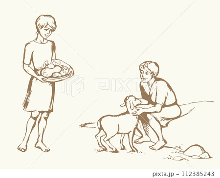 Cain and Abel. Vector drawing 112385243