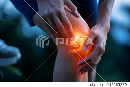 Man suffering from knee pain, closeup. Health care and medical concept 112385270