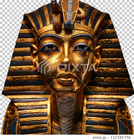Tutankhamun golden mask illustration 112385756