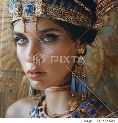 クレオパトラ風　女性　ポートレート　イラスト 112385804