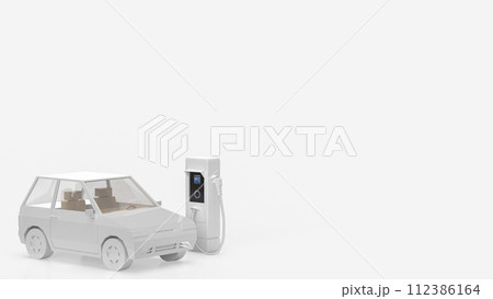 The white car and electric station for EV car concept 3d rendering. The white car and electric station for EV car concept 3d rendering. 112386164