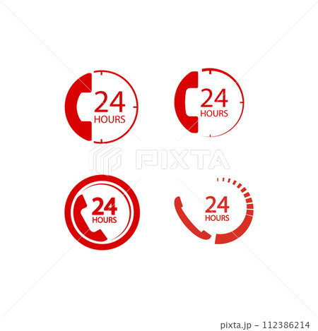 24-hour telephone service logo 24-hour telephone service logo 112386214