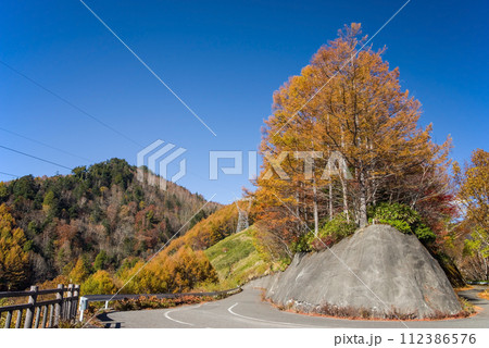 野麦峠・ヘアピンカーブの紅葉【長野県道・岐阜県道39号奈川野麦高根線】 112386576
