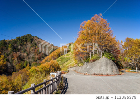 野麦峠・ヘアピンカーブの紅葉【長野県道・岐阜県道39号奈川野麦高根線】 112386579