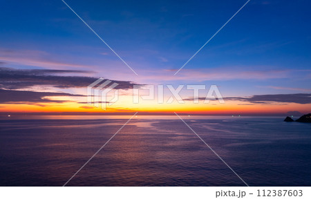Landscape Sunset sky,Nature beautiful Light Sunset or sunrise over sea 112387603