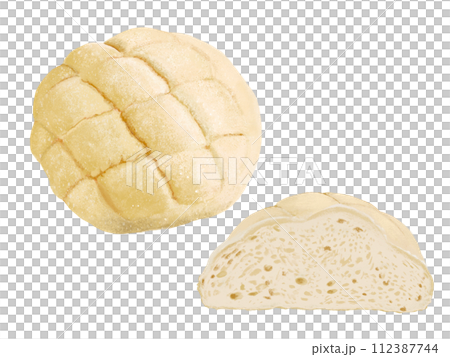 メロンパン（1個と断面） 112387744