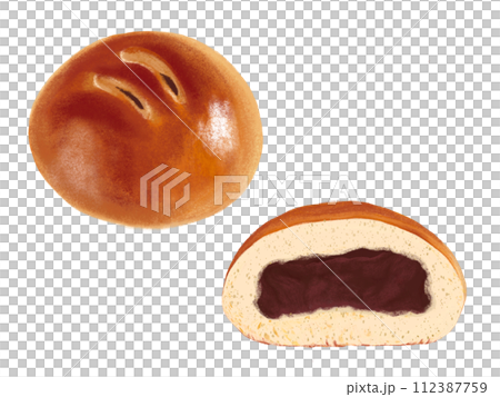 Anpan (1 piece and cross section) 112387759