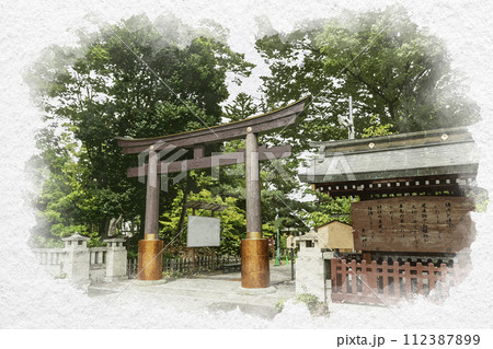 水彩画風 松代 象山神社 鳥居 長野県長野市 水彩画風 松代 象山神社 鳥居 長野県長野市 112387899