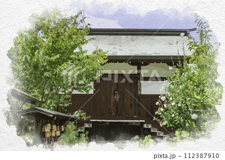 水彩画風 松代 象山神社 宝庫 長野県長野市 水彩画風 松代 象山神社 宝庫 長野県長野市 112387910