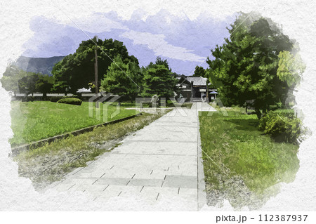 水彩画風　松代　真田公園　長野県長野市 112387937