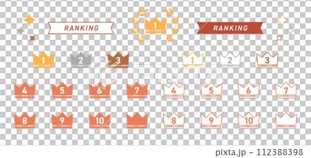 Crown mark ranking icon set from 1st to 10th place Crown mark ranking icon set from 1st to 10th place 112388398