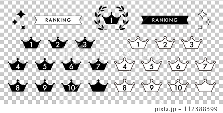 Crown mark ranking icon set from 1st to 10th place Crown mark ranking icon set from 1st to 10th place 112388399