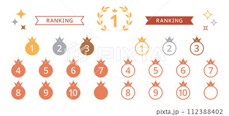 1位から10位までの王冠マークのランキングアイコンセット 112388402