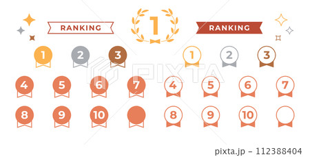 1位から10位までのメダル型のランキングアイコンセット 112388404