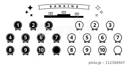 1位から10位までのメダル型のランキングアイコンセット 112388407