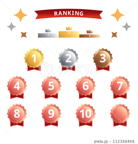 1位から10位までのメダル型のランキングアイコンセット 112388408