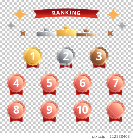 1位から10位までのメダル型のランキングアイコンセット 112388408