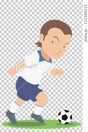 ドリブルをするサッカー選手 ドリブルをするサッカー選手 112389215