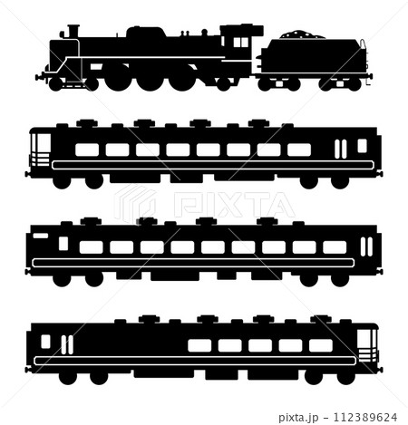 SL C57とサロンカーなにわをイメージした客車の切り抜きイラスト 112389624