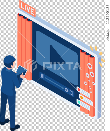Isometric Businessman Watching Live Streaming 112390188